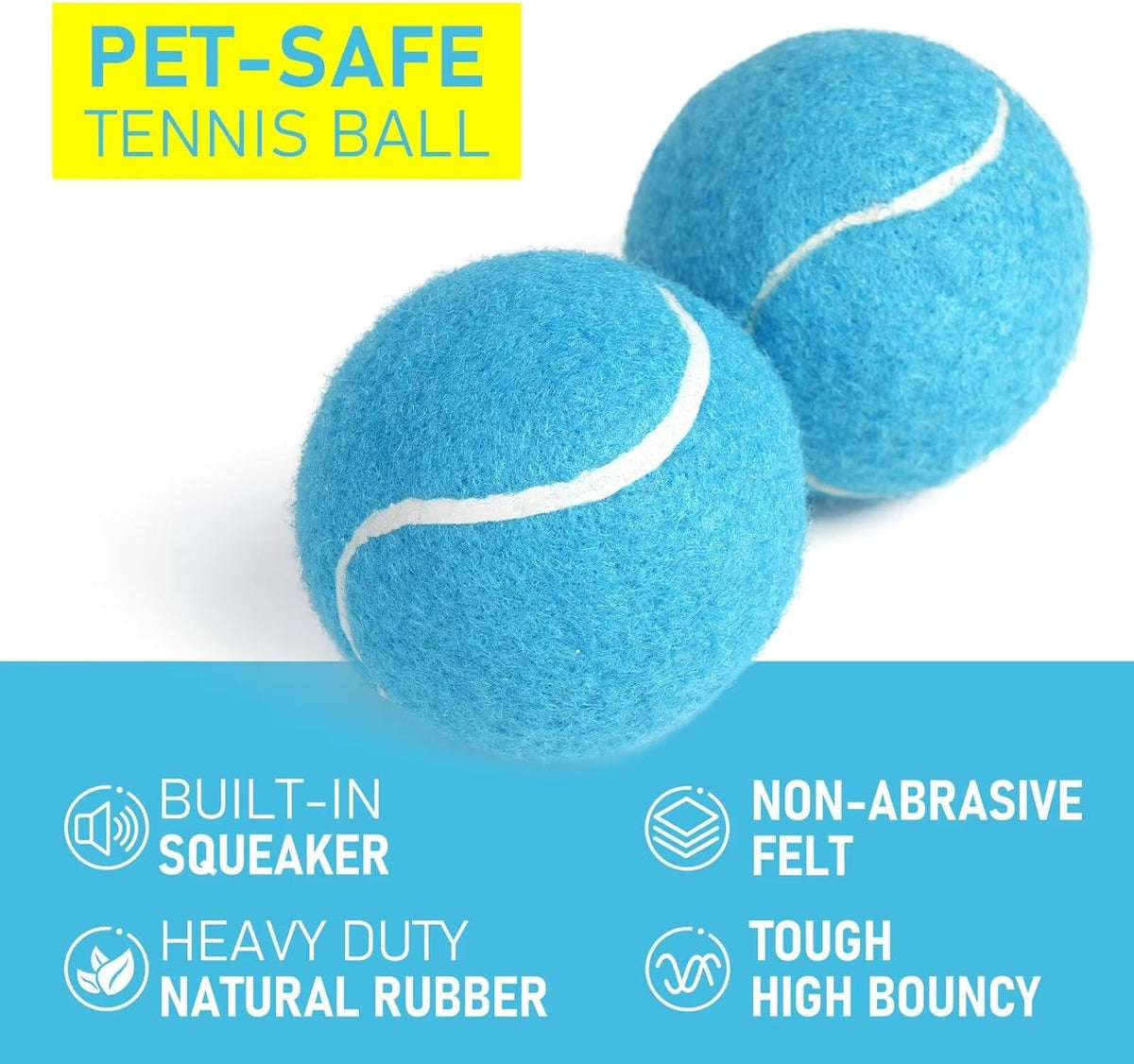 PrimePets Tennis Balls for Dogs, 2.5 Inch Thick Bouncy Ball for Dogs, Interactive Fetch Dog Toy