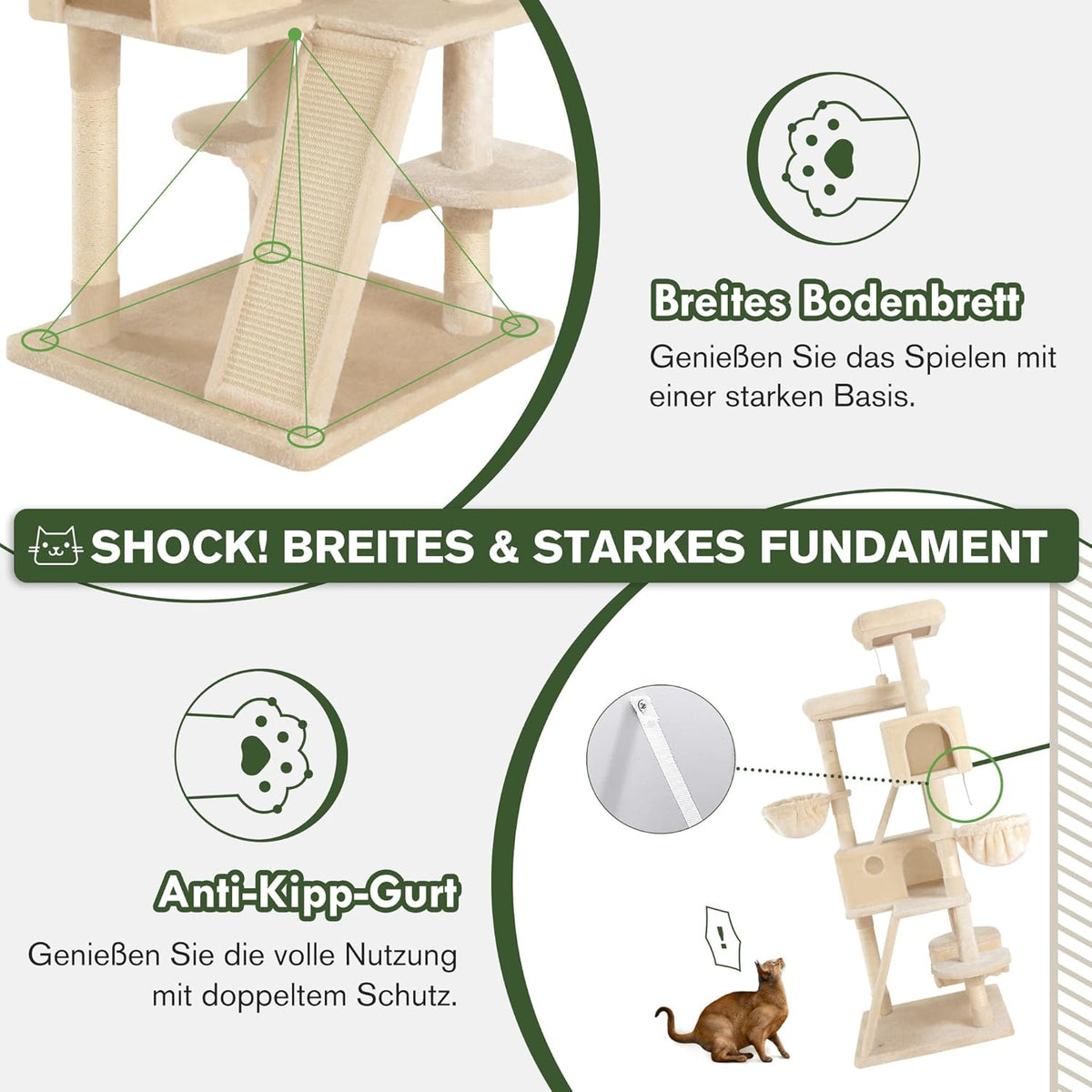 MUTICOR 66 Inches Multi-Level Large Cat Tree Tower for Indoor Big Feline/Cozy Plush