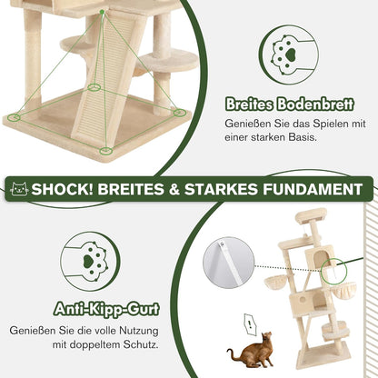 MUTICOR 66 Inches Multi-Level Large Cat Tree Tower for Indoor Big Feline/Cozy Plush