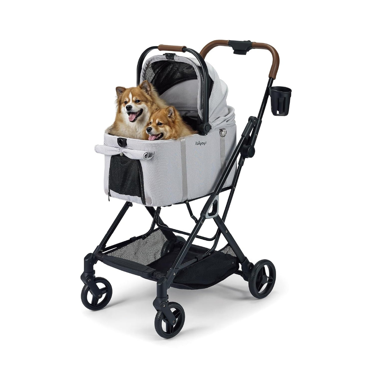 ibiyaya Tinker Pet Stroller for Small Dogs and Cats – 3-in-1 Pet Carrier, Dual-Opening Canopy