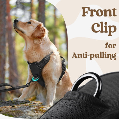 rabbitgoo Dog Harness for Large, No Pull Pet Harness with 3 Buckles, Adjustable Soft Padded Vest