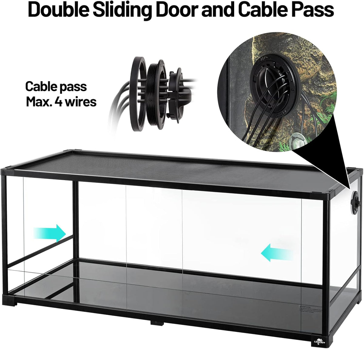 67 Gallon Reptile Tank, Glass Reptiles Terrarium 48" x 18" x 18", Sliding Door, Top Ventilation
