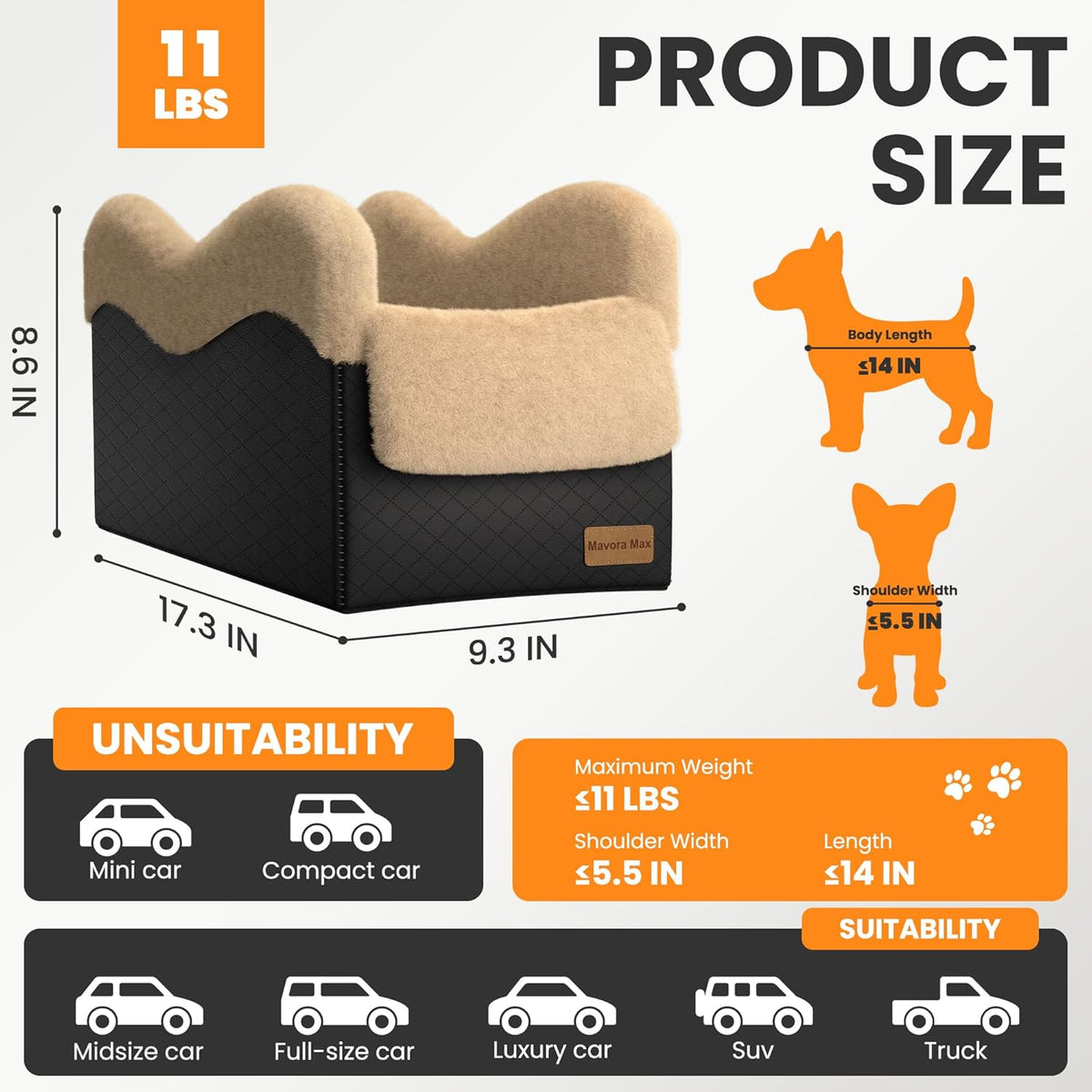 Portable Small Dog Seat for Car,Luxury Center Console Dog Car Seat Booster with Safety
