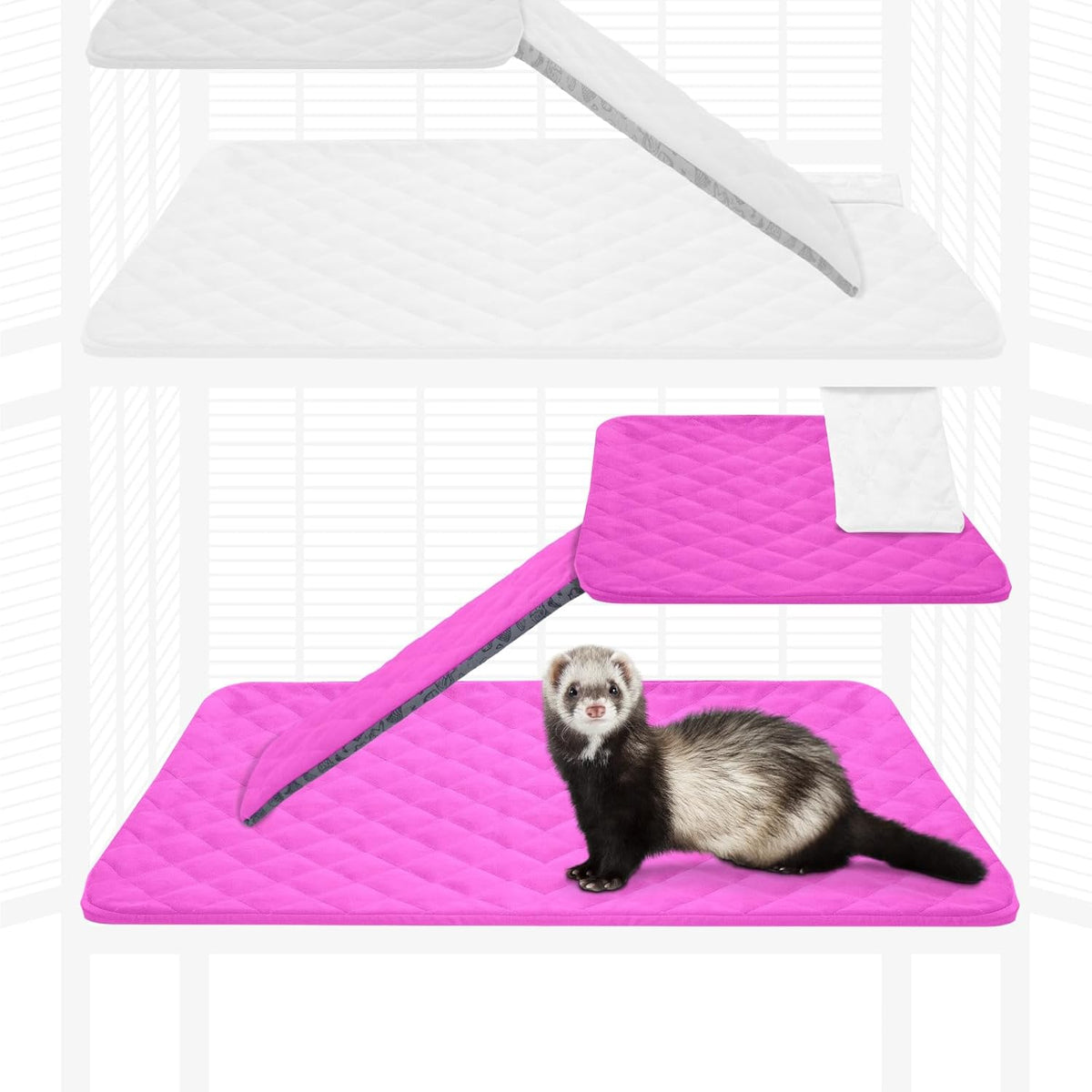 Paw Inspired Fitted Fleece Cage Liner Set for Ferret Nation, Critter Nation Single Unit (Bottom Pan