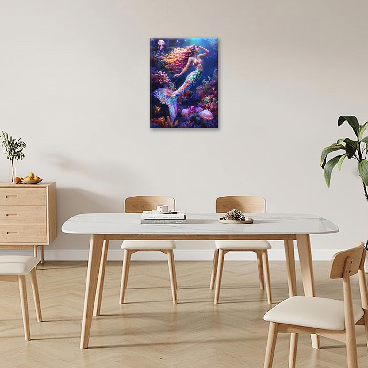 Sea Mermaid Bathroom Pictures Wall Art, Ocean Mermaid Bathroom Wall Decor, Aesthetics Framed