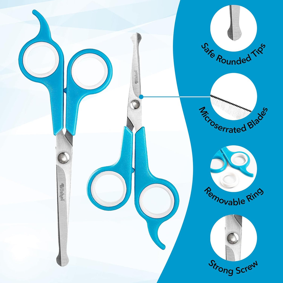 BOSHEL Dog Grooming Scissors for Dogs at Home (2 Pc) - Razor Sharp Stainless Steel Dog Scissors for