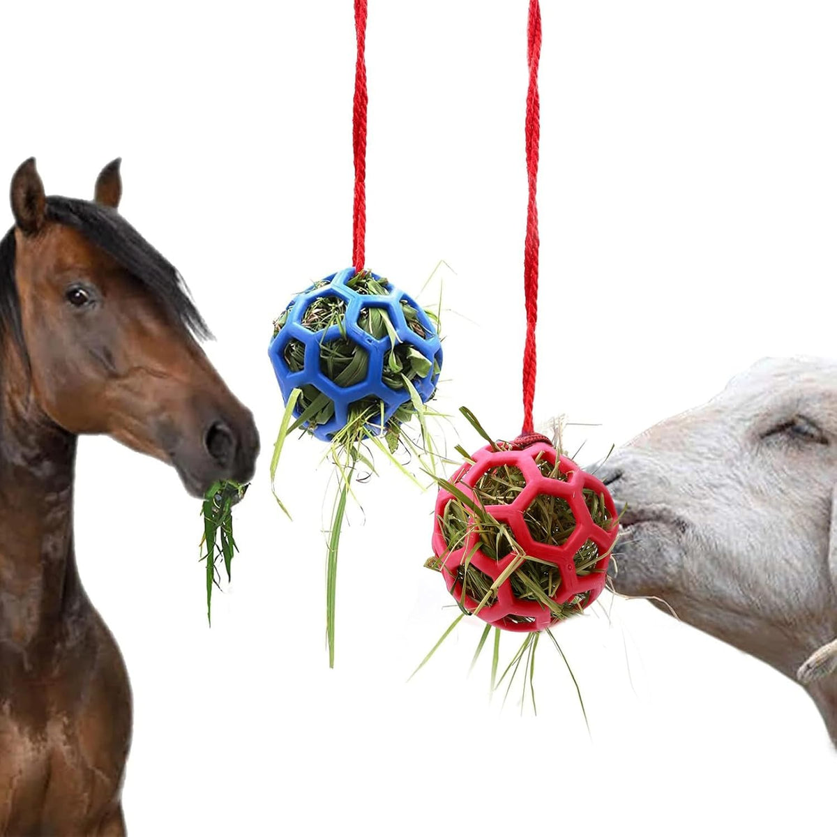 2 Pcs Hay Ball for Horses to Play with, Relieve Stress with This Bright Color Hay Feeder Ball for