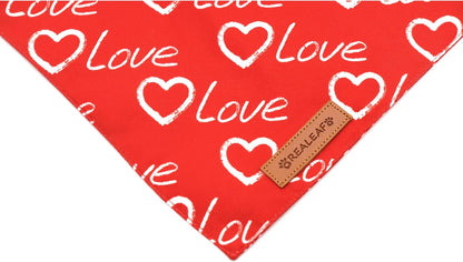 Realeaf Valentines Day Dog Bandanas 2 Pack, Reversible Love Pet Scarf for Boy and Girl, Premium