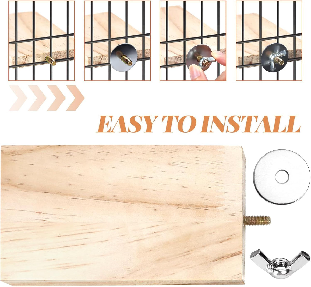 BILLIOTEAM 4-Size Bird Platforms with Wood Perches and Stand Boards - Habitat Cage Corner Shelves