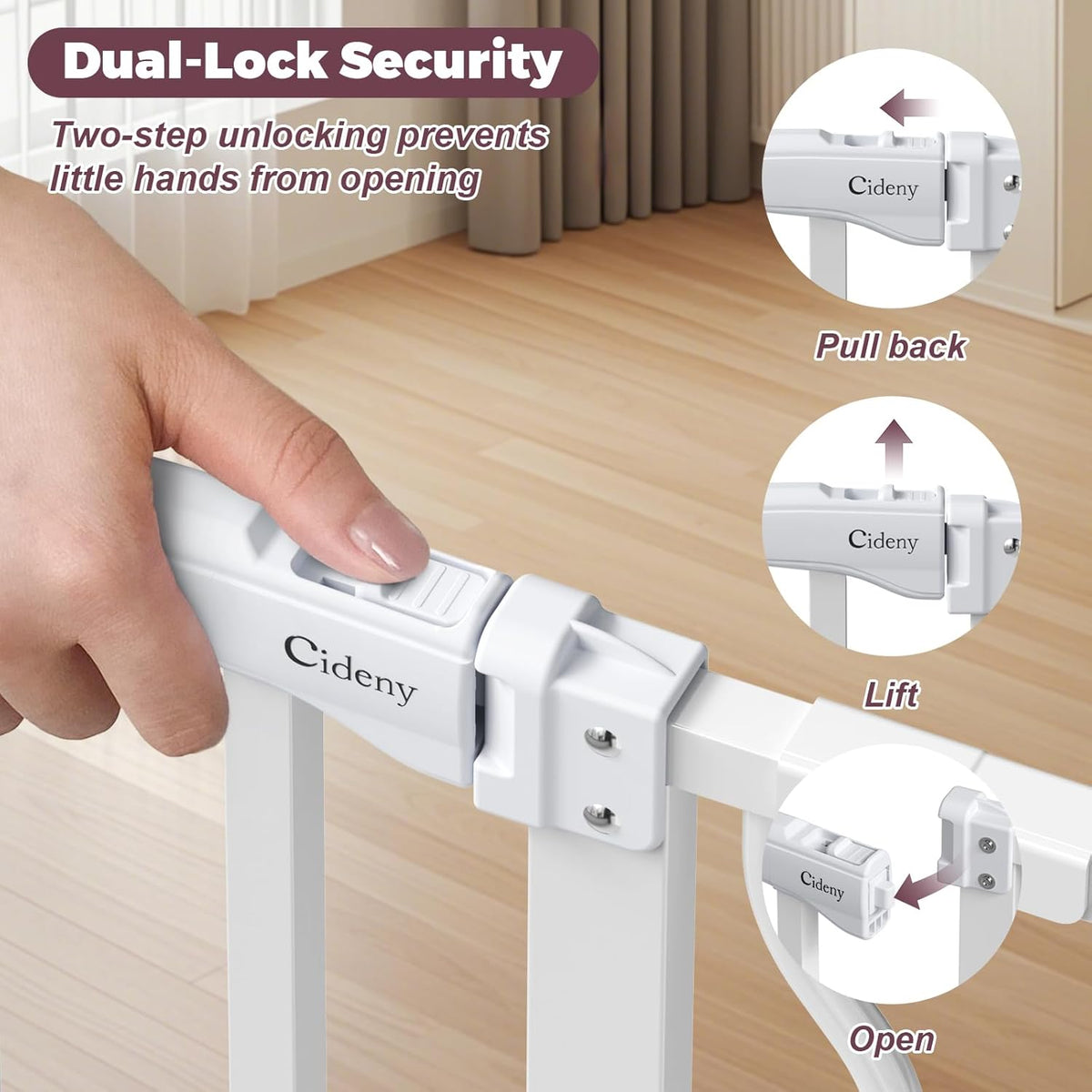 29"-45" Baby Gate for Stairs, Auto Close Stroller Friendly Dog Gate Indoor for Doorways, Pressure