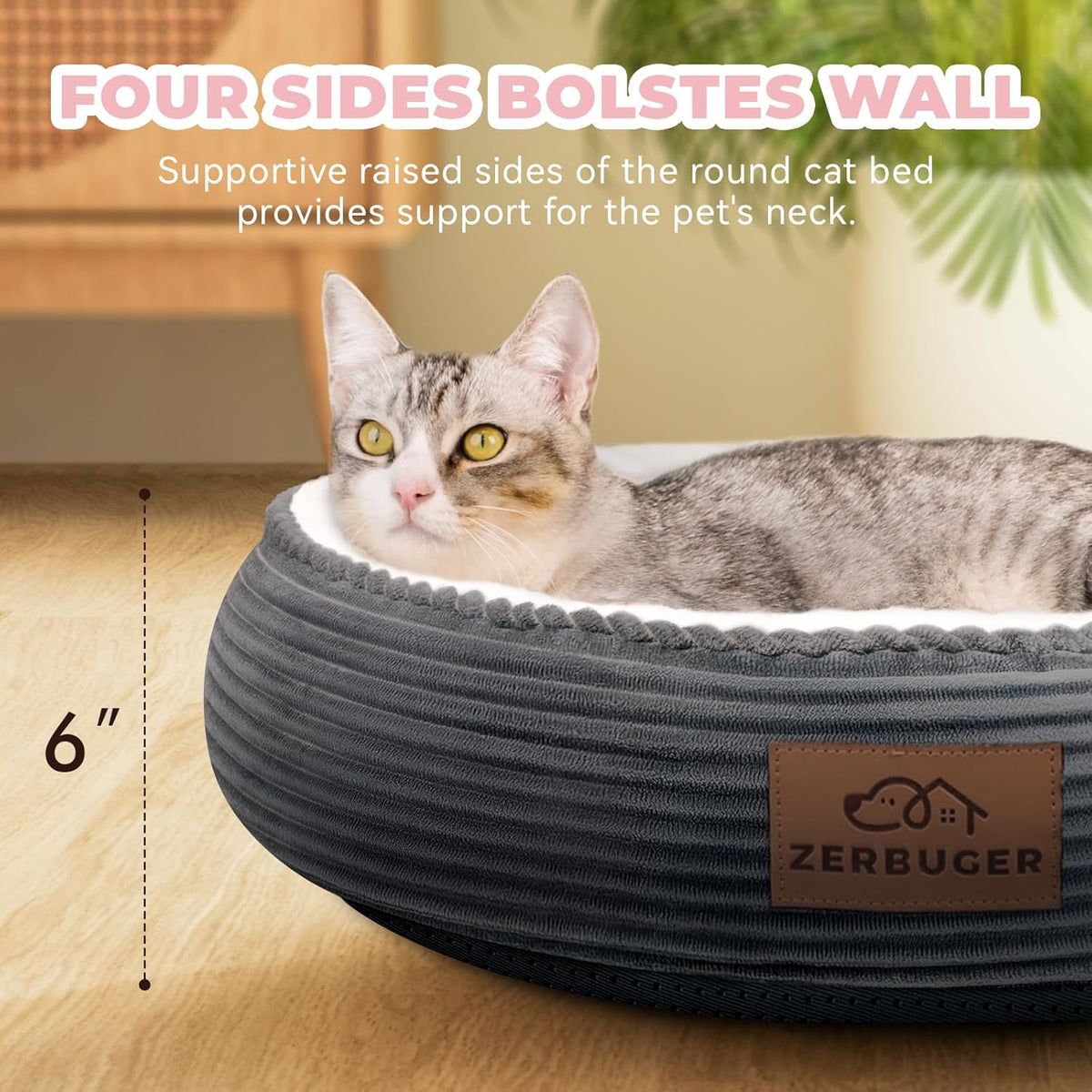 20in Washable Cat Beds for Indoor Cats - Round Donut Pet Bed for Cats, Small Dogs, Puppy, Kitten