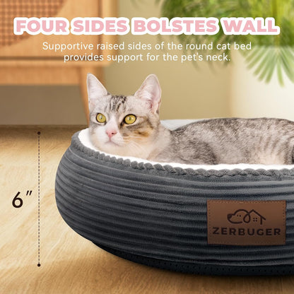 20in Washable Cat Beds for Indoor Cats - Round Donut Pet Bed for Cats, Small Dogs, Puppy, Kitten