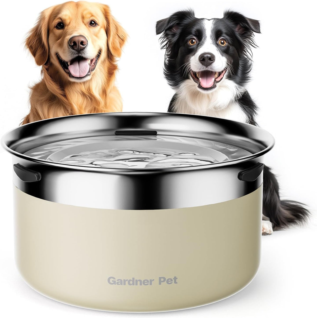 Gardner Pet Dog Bowls 1 Gallon (3.85L) Stainless Steel No Spill Water Bowl, Slow Water Feeder Metal