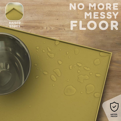 Dog Food Mat - 24x15 Raised Edges Dogs Mat for Food and Water Prevent Spill, Waterproof Cat Food