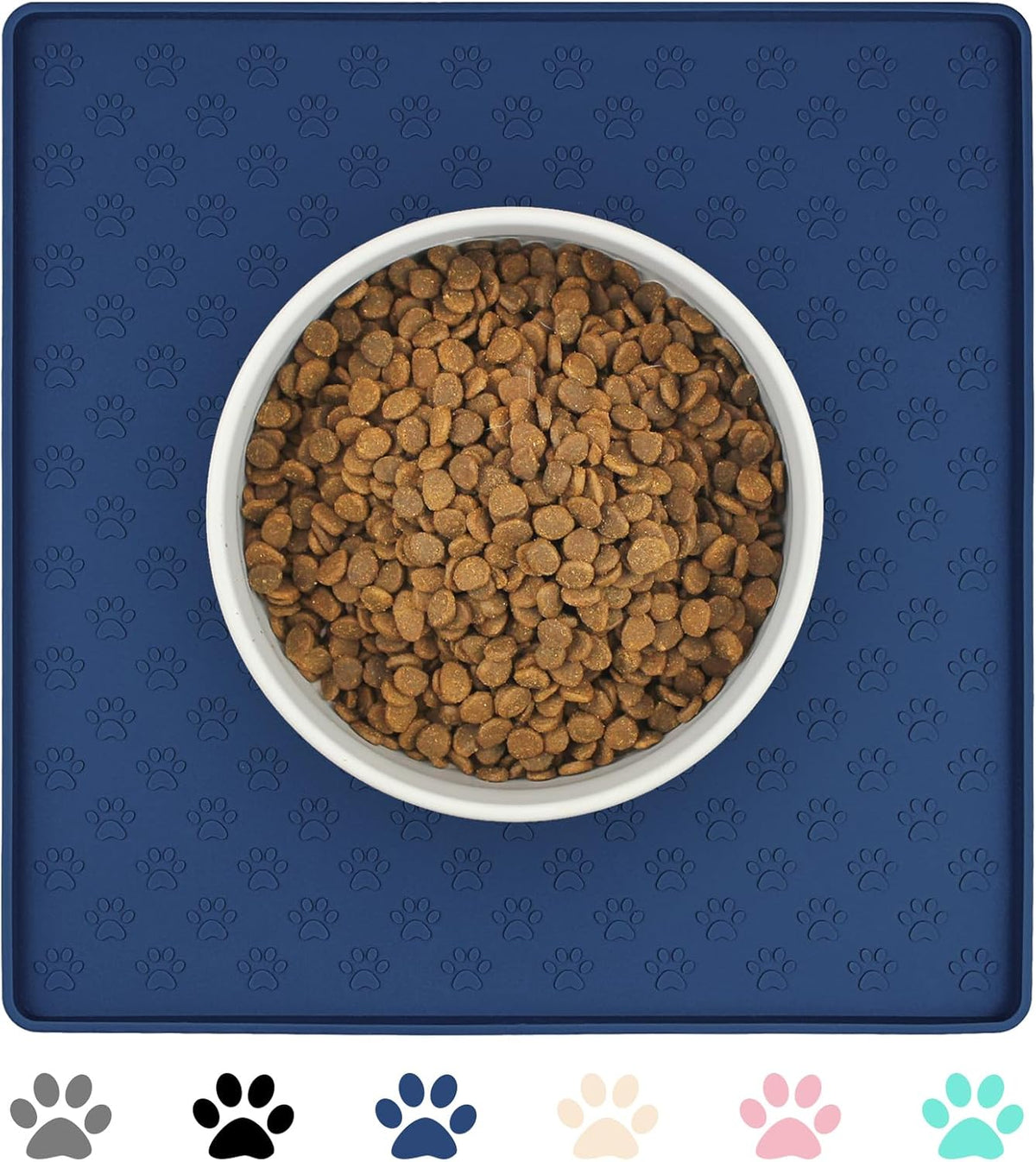 Ptlom Pet Placemat for Dog and Cat, Waterproof Non-Slip Silicone Feeding Bowl Mat Prevent Food and