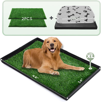 Dog Grass Pad with Foldable Dog Litter Box,Extra Large Liner Base for Balcony，Ultra-Absorbent