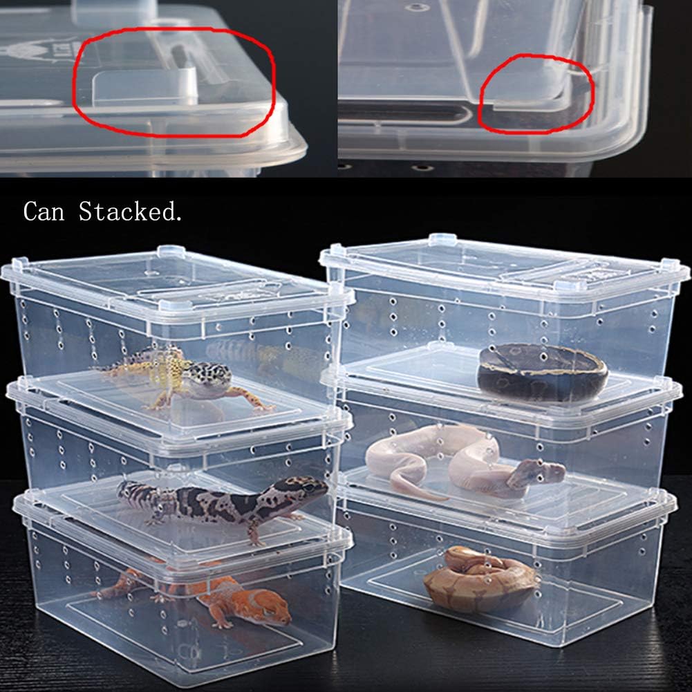 Hamiledyi Reptile Feeding Box Lizard Tarantula Habitat Cage Hatching Container Snake Breeding Box