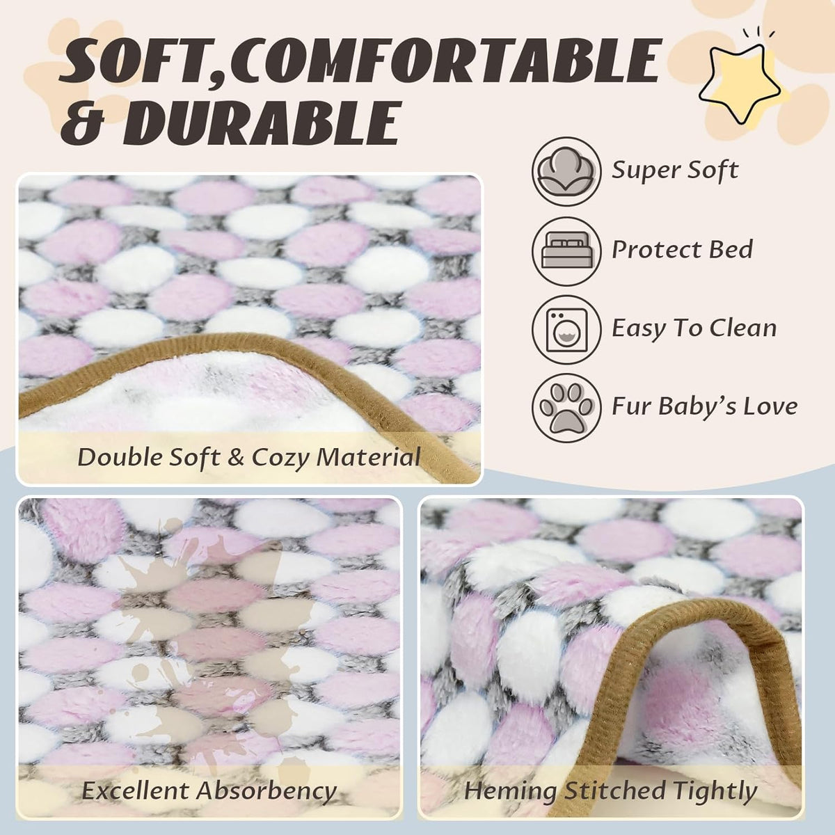 6 Pcs Washable Guinea Pig Blankets Absorbent Animal Fleece Bedding Waterproof Cage Liners Reusable