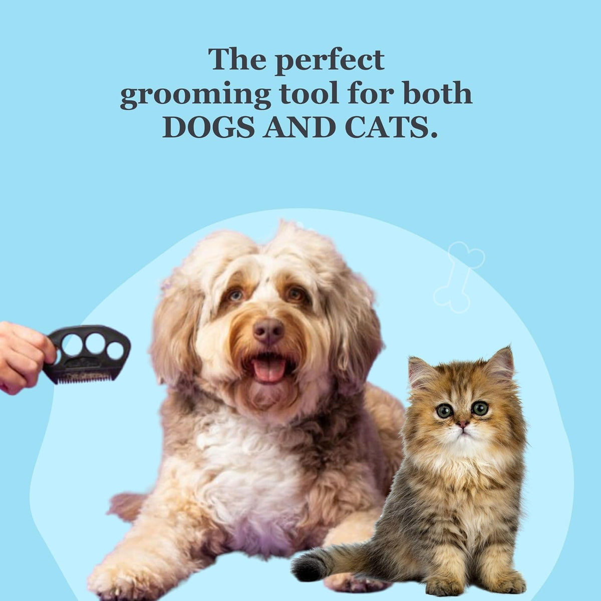 The Fur Hero, Pet hair comb - Skin Friendly Dog and Cat hair brush for Shedding with an embedded