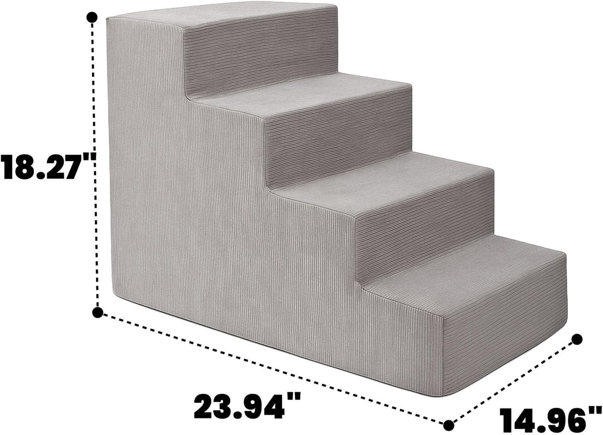 MEWANG Dog Stairs for Small & Medium Dogs and Old Cats –3/4/ 5 Steps High-Density Foam Pet Ramp for