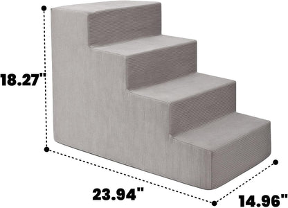 MEWANG Dog Stairs for Small & Medium Dogs and Old Cats –3/4/ 5 Steps High-Density Foam Pet Ramp for