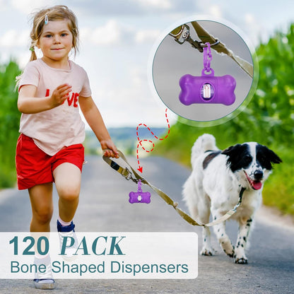 Zhehao 120 Pcs Bone Shaped Dog Poop Bag Dispensers with Disposal Small Dog Waste Bag Holder with
