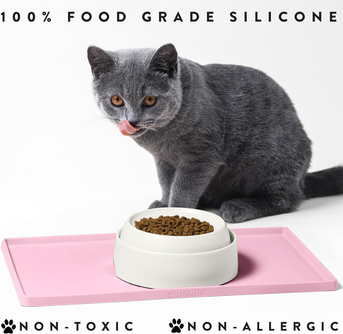 CatGuru Cat Food Mat, Small & Large Pet Feedingd Mat, 100% Waterproof Cat Mats for Food and Water