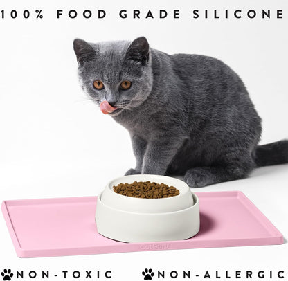 CatGuru Cat Food Mat, Small & Large Pet Feedingd Mat, 100% Waterproof Cat Mats for Food and Water