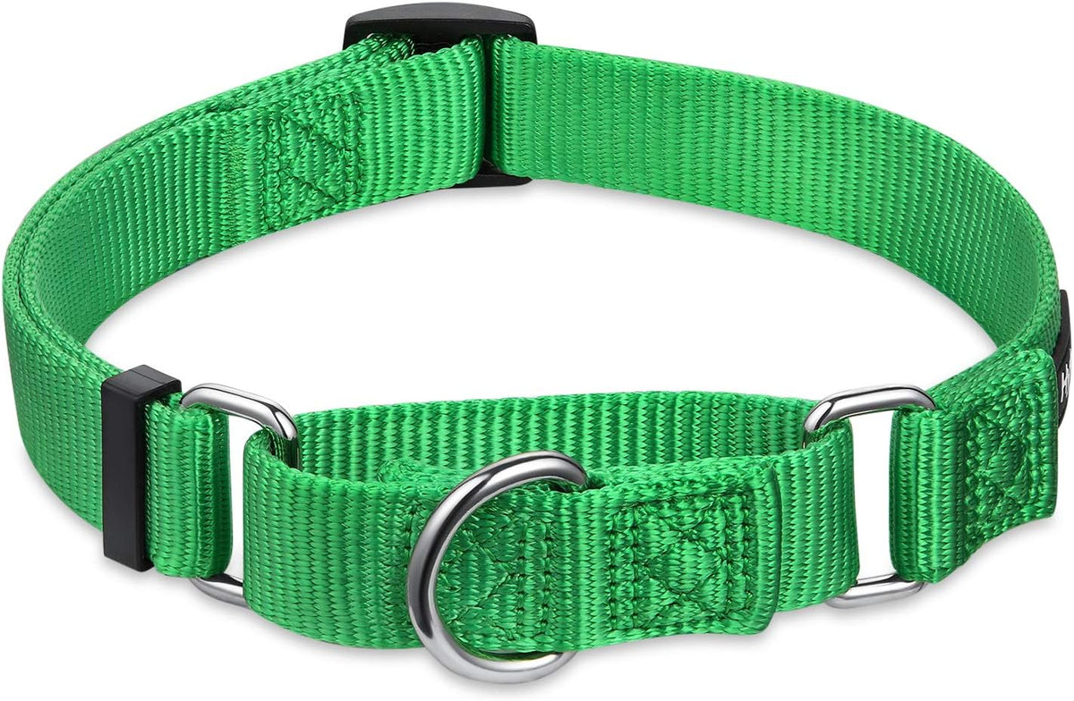 Hyhug Solid Color Nylon Martingale Collar, Heavy Duty Escape-Proof Pup Dog Collar. (Small, Lime