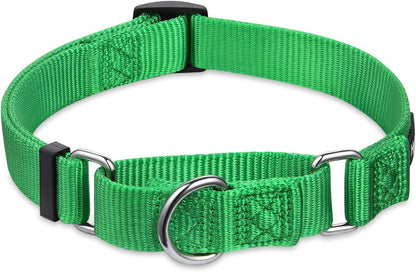 Hyhug Solid Color Nylon Martingale Collar, Heavy Duty Escape-Proof Pup Dog Collar. (Small, Lime