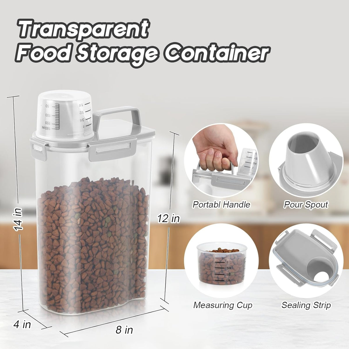 Dog Food Storage Container, Upgraded Large Nozzle BPA-free, 8-12 LBS Plastic Pet Food Storage