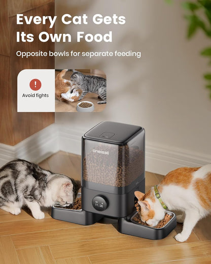 oneisall Automatic Cat Feeders 2 Cats, 20 Cups/5L Cat Auto Feeder, Automatic Cats Food Dispenser