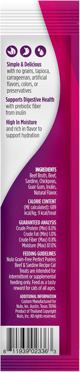 Nulo Freestyle Grain-Free Perfect Purees Premium Wet Cat Treats, Squeezable Meal Topper for