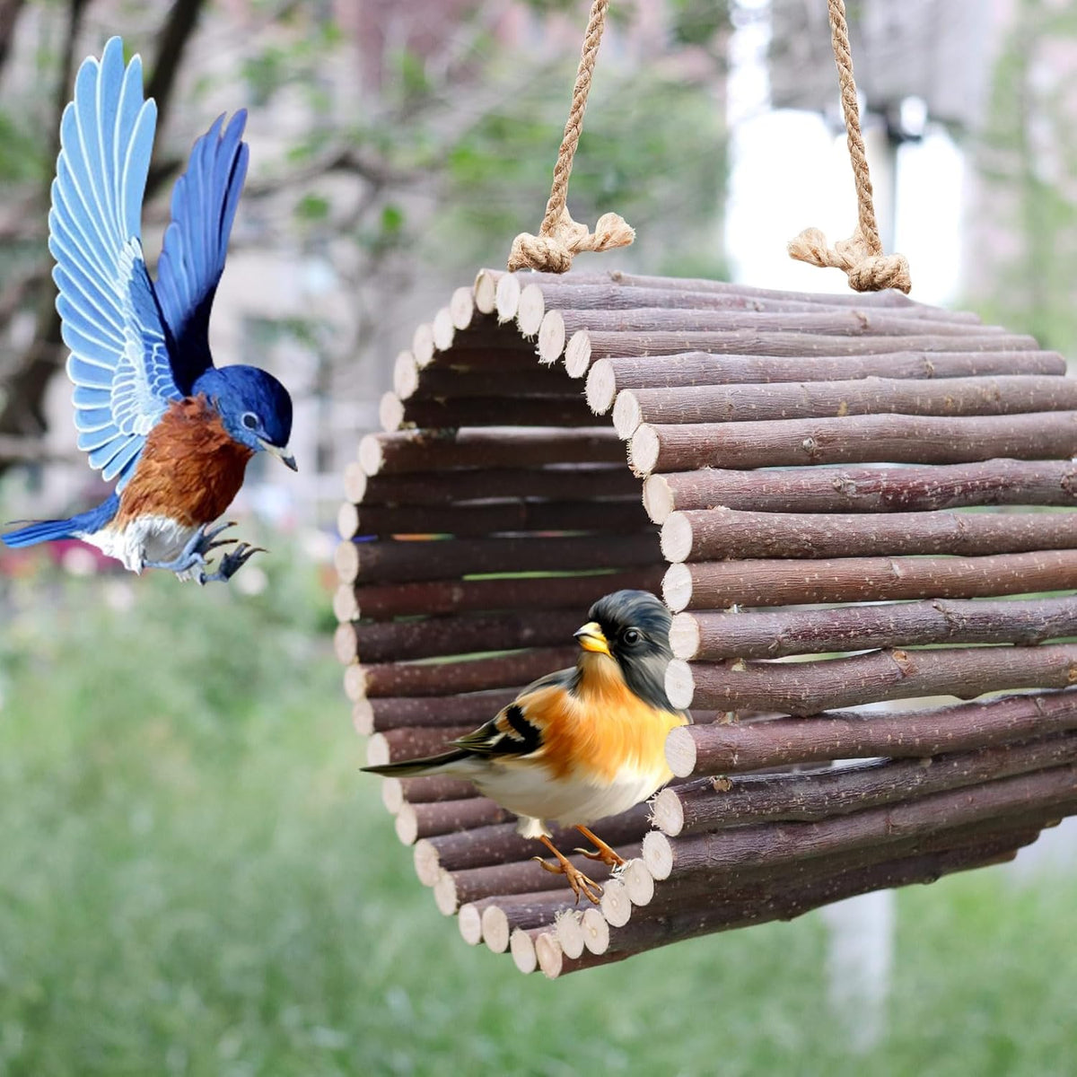 Bird Parrot Swing Toys, Hanging Bird Tree Caves, Natural Apple Wood Parrot Hammock, Bird Cage