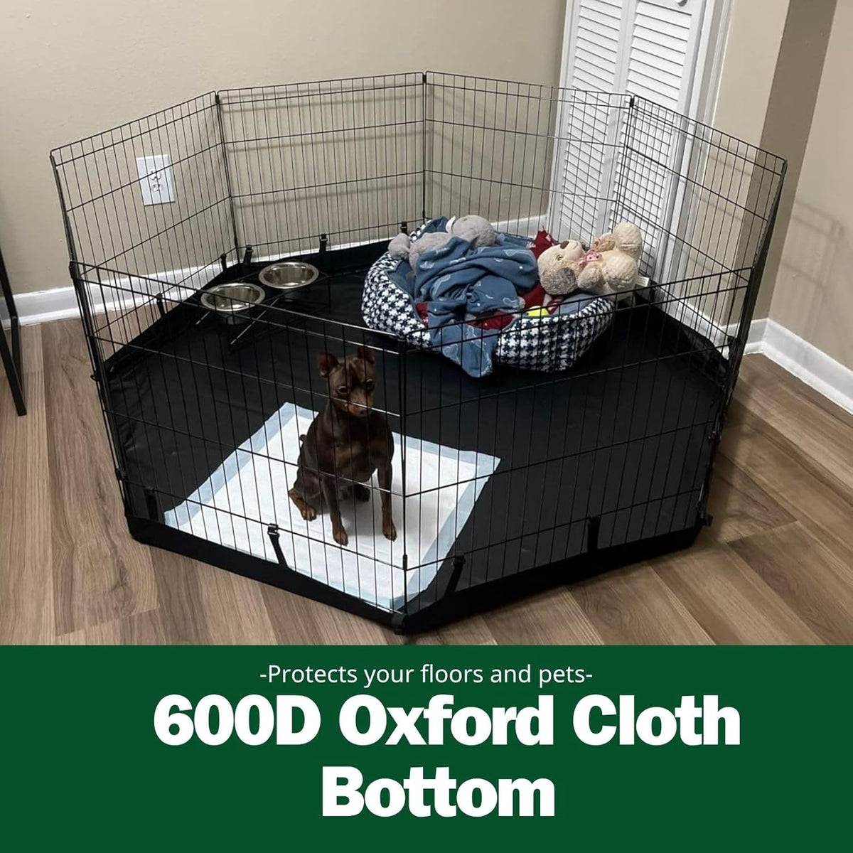 PJYuCien Dog Playpen, 8 Panels 42’’H Dog Pens Indoor with Bottom Pad, Metal Foldable Pet Puppy