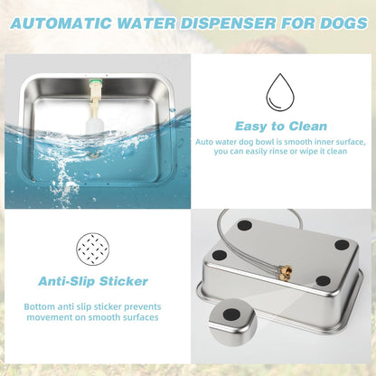 3 Gallon Automatic Dog Water Dispenser, Large Dog Water Bowl Dispenser for Outdoor, Stainless Steel
