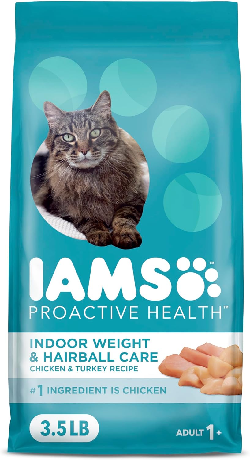 IAMS Proactive Health Indoor Weight Control & Hairball Care Adult Dry Cat Food, Chicken & Turkey