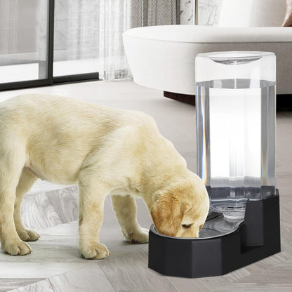 Sfozstra Large Dog Water Dispenser: 9L Automatic Black Water Feeder with Stainless Steel Bowl