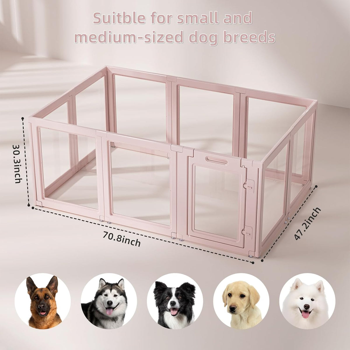 DIY Clear Acrylic Dog Playpen House,Quick Easy Assembly and Disassembly,Strong Floor Suction,Indoor