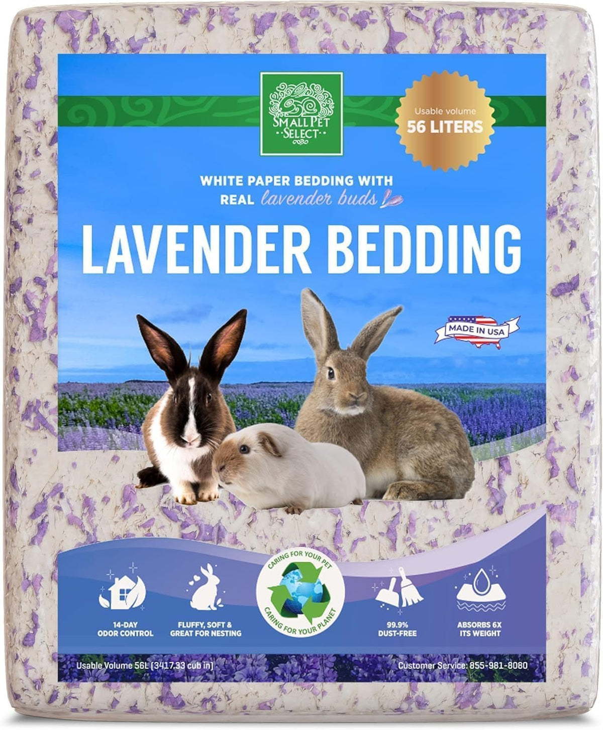Small Pet Select- White Paper Bedding with Real Natural Lavender. Rabbits, Guinea Pigs, and Other