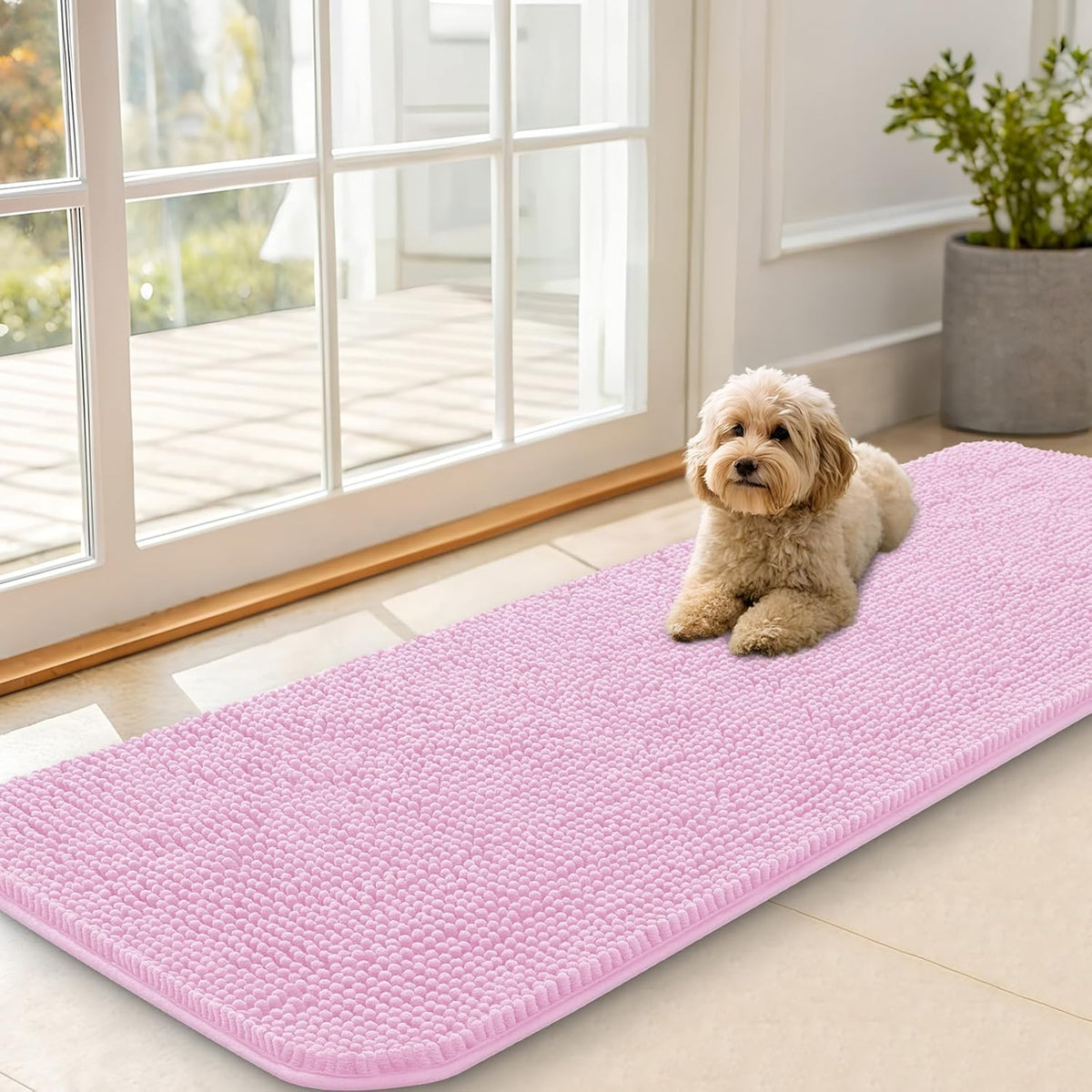OLANLY Dog Door Mat for Muddy Paws 59x20, Absorbs Moisture and Dirt, Absorbent Non-Slip Washable