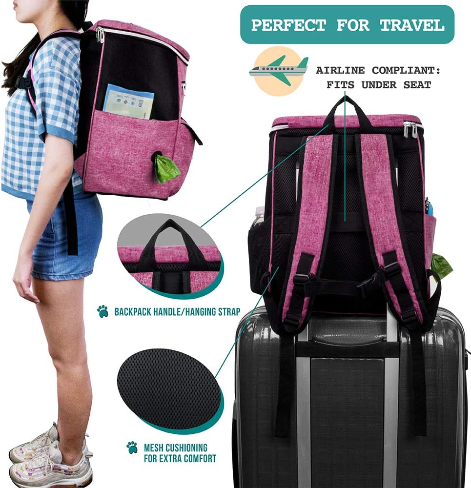 PetAmi Dog Travel Bag Backpack, Airline Approved Dog Bags for Traveling, Puppy Diaper Bag Supplies