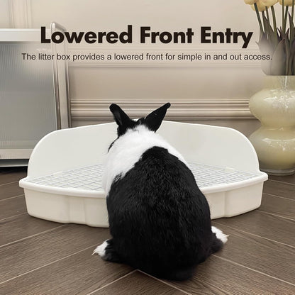 RUBYHOME Rabbit Litter Box Large Bunny Guinea Pig Corner Litter Box Potty Trainer Bigger Pet Pan