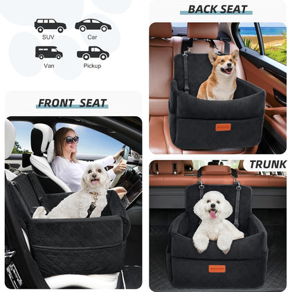 Small Dog Car Seat, Memory Foam Dog Booster Car Seats with Thick Cushion for Medium Dogs Under