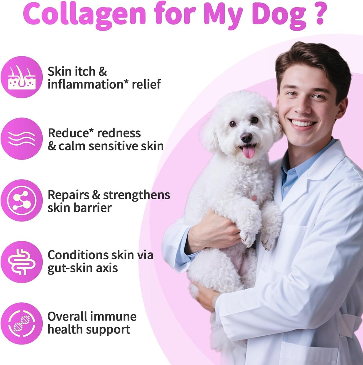 Liquid Collagen for Dogs Skin Comfort & Calming, Dog Itch Relief & Anti-Scratching & Coat