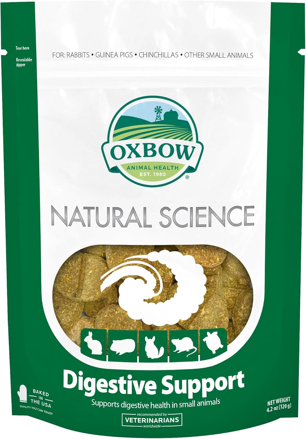 Oxbow Animal Health Natural Science Digestive Support, High Fiber Supplement for Rabbit & Guinea