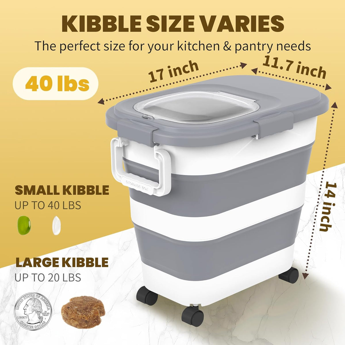 HOYTAMDA 30-40Lbs Rice Container,Collapsible Airtight Food Storage Containers with