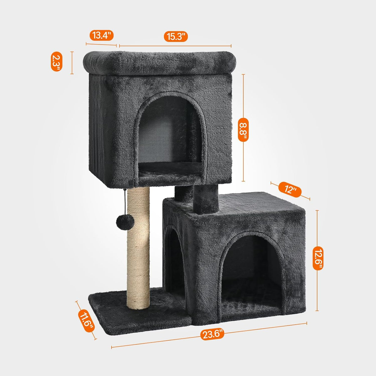 Amazon Basics 30 inch 2 Story Condo Cat Tree with Scratching Posts for Indoor Cats up to 16 lbs