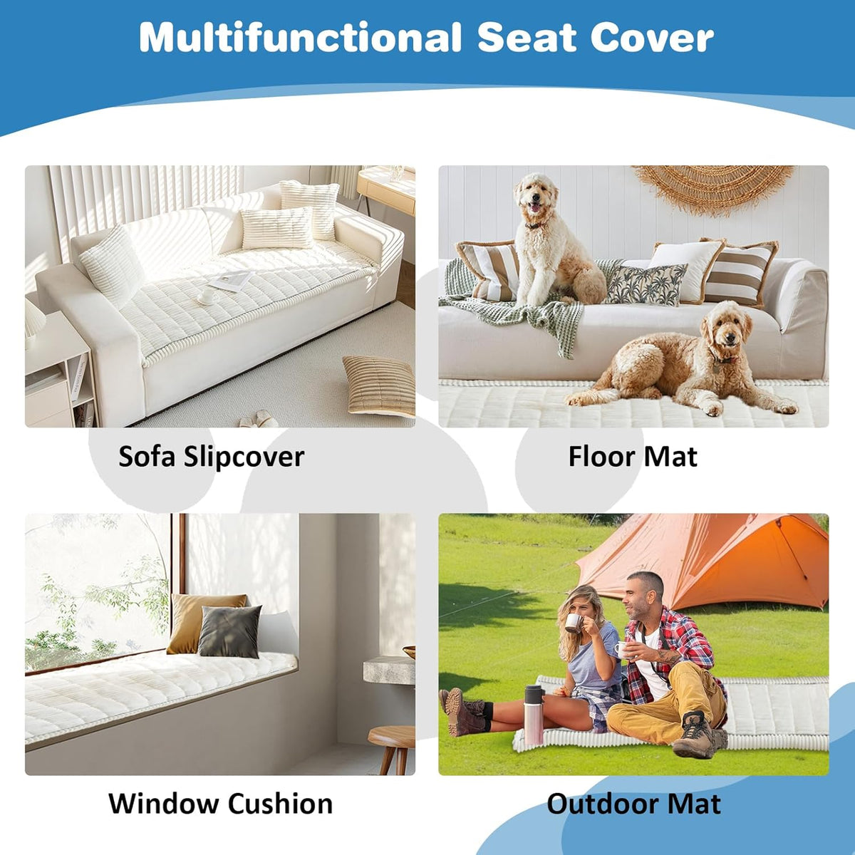VClife Dog Bed Mat for Car, Anti Slip Pet Bed Travel Pad Comfortable Furry Dog Car Seat Cover for