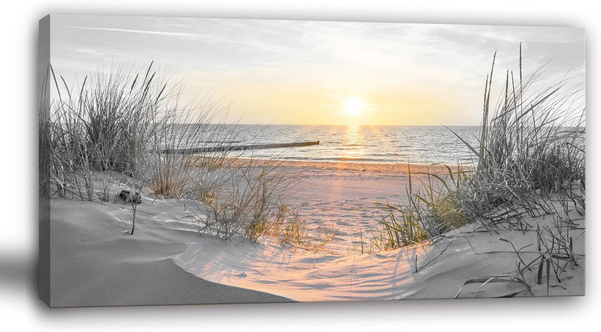 Yxbhhym-Beach Wall Art Prints Sunset Black and White Wall Art Coastal Wall Decor Ocean Picture for